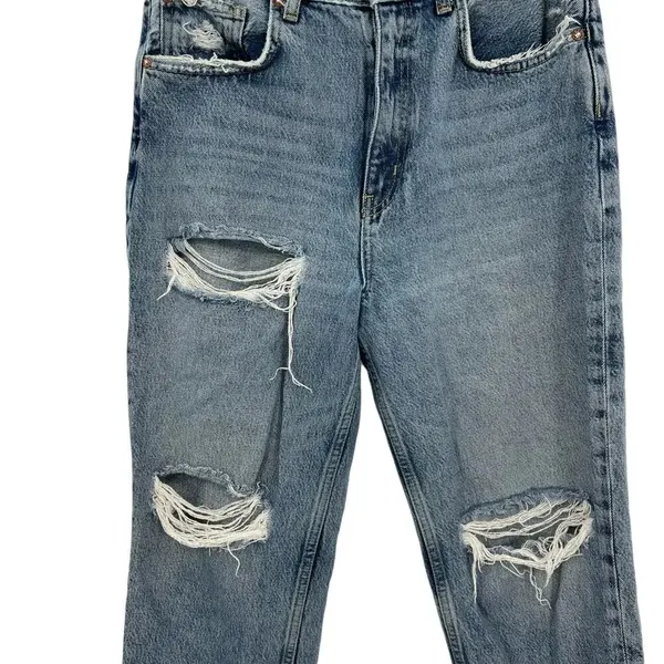Free‎ People Lita Light Wash Distressed High-Waisted Slim Leg Jeans Size 28 - Image 7