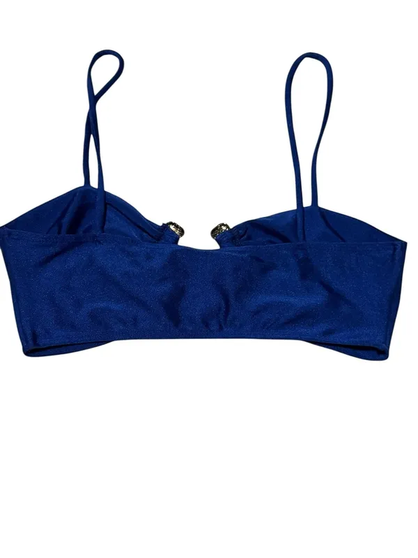 Dexire XS3006 Blue Ruched Bralette Crop Top with Gold Hardware Size S - Image 2
