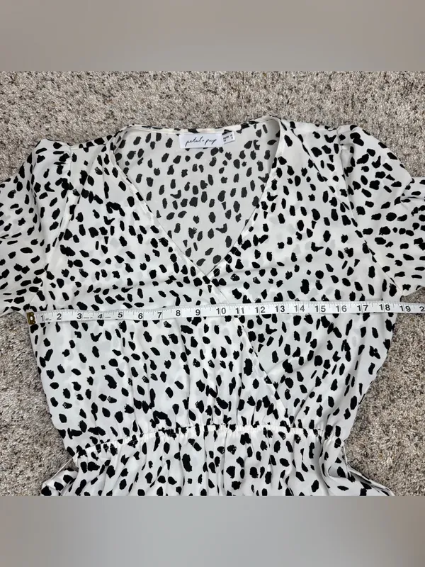 Petal & Pup Hyde Cheetah Tie Waist V-Neck Long Sleeve Maxi Dress 6 White Black - Image 9