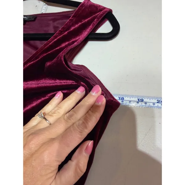 Lulus Crushing It Maxi Dress Size L Burgundy Velvet Slit Gown Old Hollywood NWT - Image 10