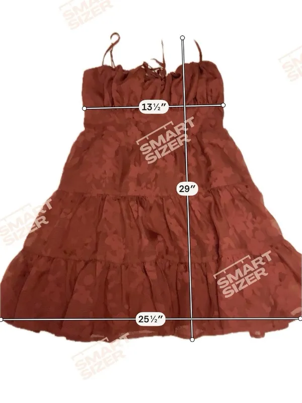 Altar'd State Women’s Brown Dress Small Straps Floral Lace Short Scrunch Red - Image 4