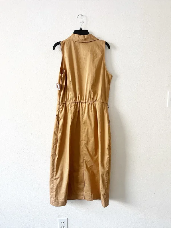 NEW Boston Proper Collared‎ Utility Midi Dress Iced Coffee Medium - Image 7