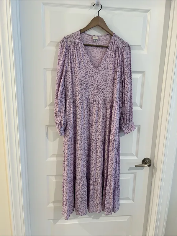A New Day Lilac Floral Tiered Midi Dress Size S - Image 3