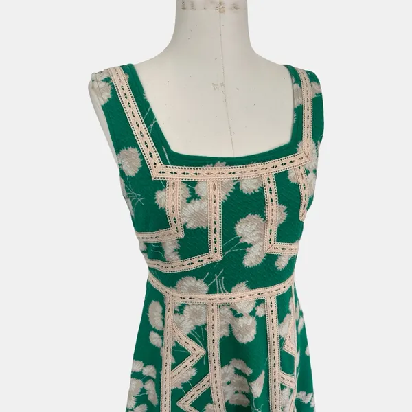 Maeve Anthropologie Emma Dandelion Print Dress Green Floral Size 10 Feminine - Image 3