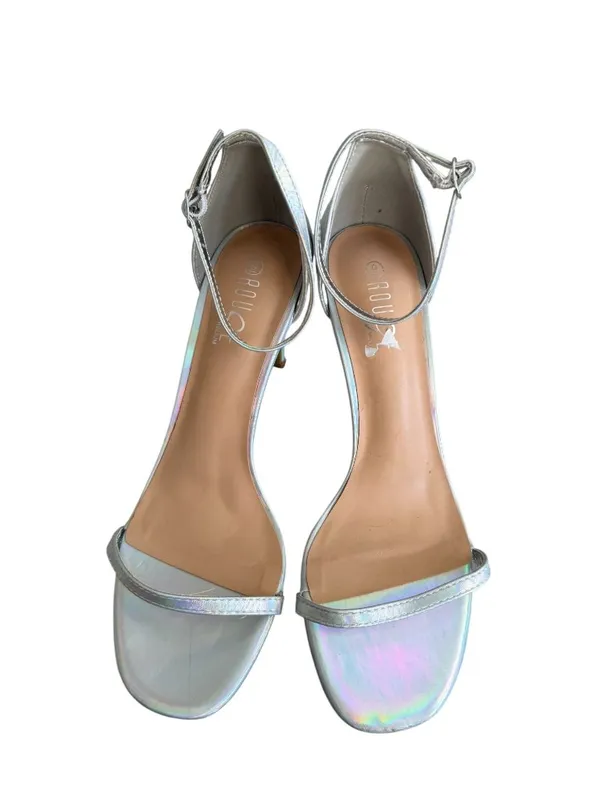 ROUGE Silver Metallic Strappy Sandals Heels Size 9 - Image 3