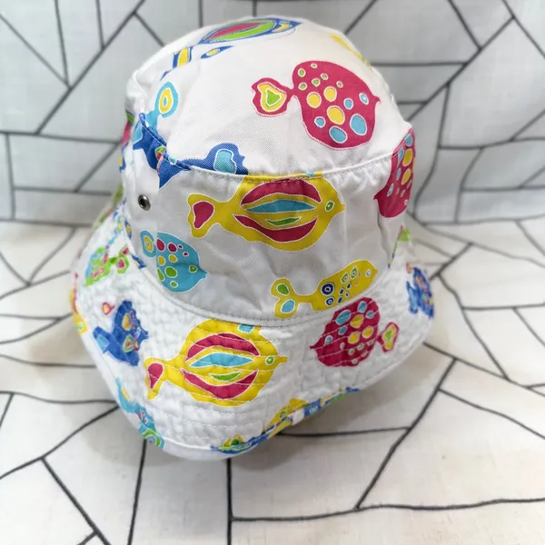 Fresh Produce Bucket Hat One Size‎ White Tropical Fish Print Cotton Sun Hat - Image 3
