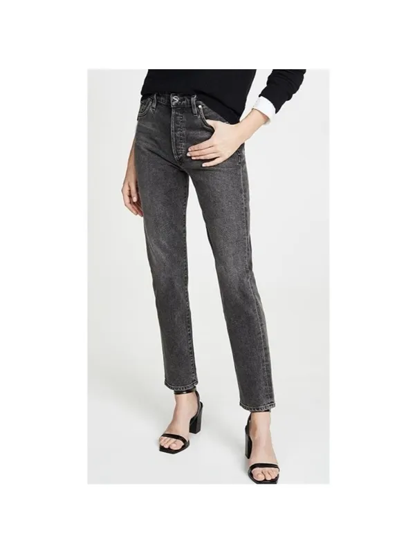 Goldsign‎ Benefit Jeans Size 24 Gray High Rise Straight Rigid Old Money Minimal - Image 12