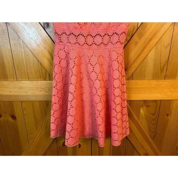 Trixxi Pink Lined Sleeveless Lace Zip Up Short Dress Size 5 (8914) - Image 3
