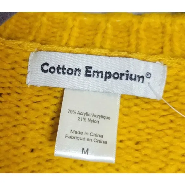 NEW Cotton Emporium Women's Size Medium Mustard Yellow Rib Knit Sweater - Image 6