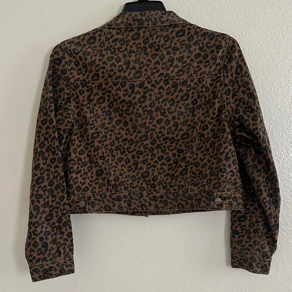 Leopard Print Jean Jacket Brown Size M - Image 4