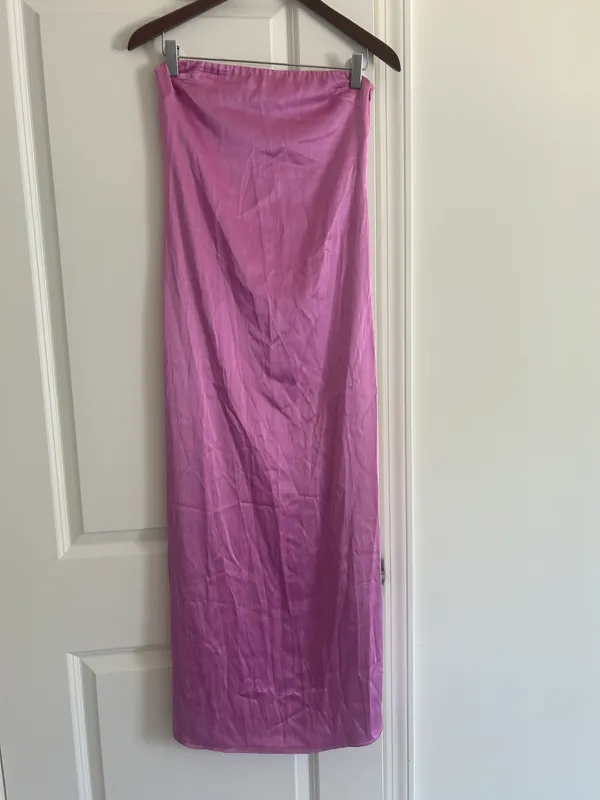 Zara Pink Satin Maxi Dress - Image 4