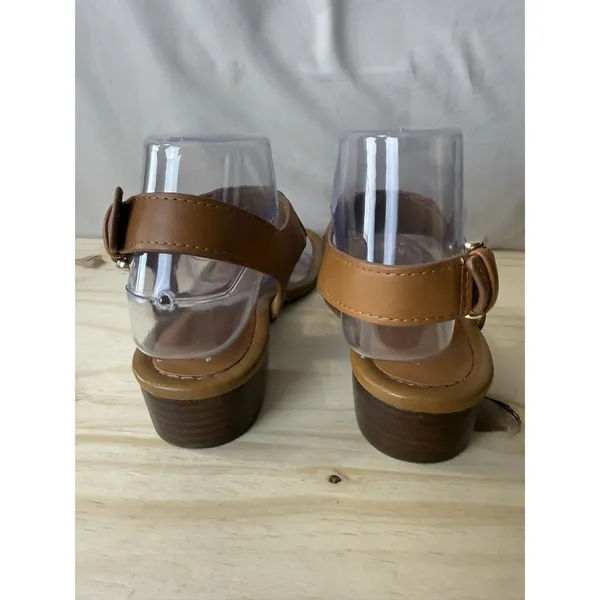 Tommy Hilfiger Women Thong Sandals Brown Ankle Strap Gold Buckle Open Size 8 M - Image 7