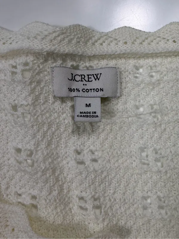 J. Crew 100% Cotton scalloped pointelle knit cardigan sweater in ivory NWOT - Image 11