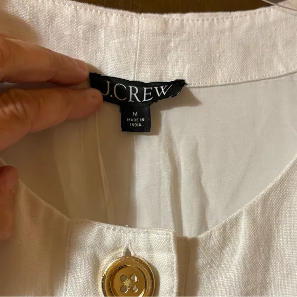 J. Crew golden button linen shift dress in white - Image 4