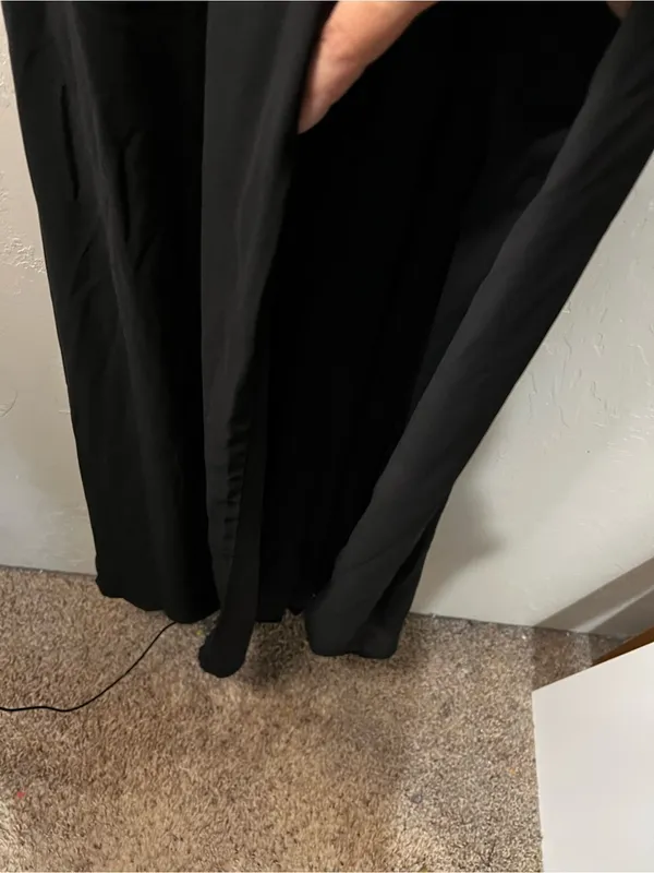 Morilee Madeline Gardner 21681 Black Cutout Tie Waist Slit Chiffon Maxi Dress - Image 5