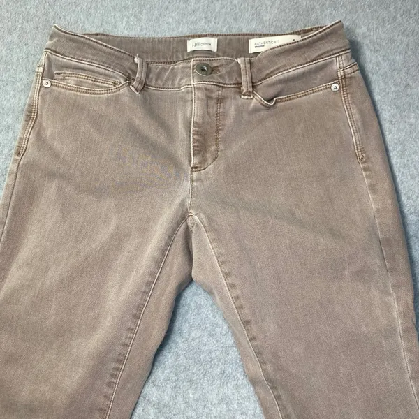 J. Jill Denim Authentic Fit Cropped Jeans Women's Sz 2P Tan/Taupe Raw‎ Hem EUC - Image 3