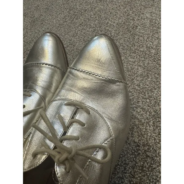 COLE HAAN The Go-to Arden Oxford‎ Shoes Size 10.5B Soft Gold Metallic Leather - Image 7