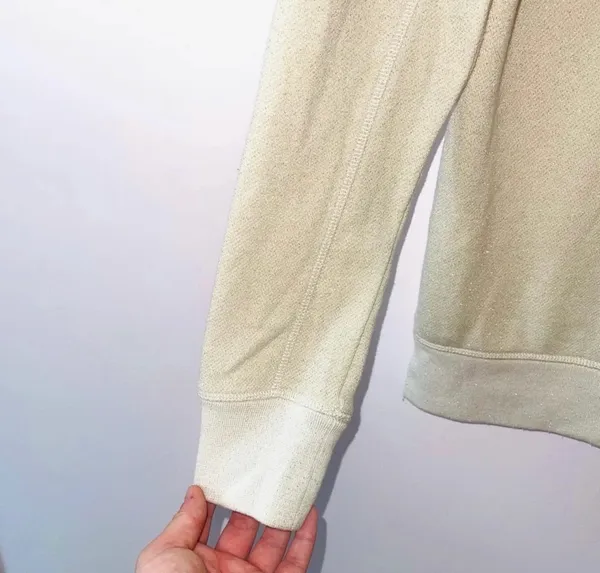 American Eagle Terry Cloth Sweatshirt Cream Gold Metallic Pullover - Image 4