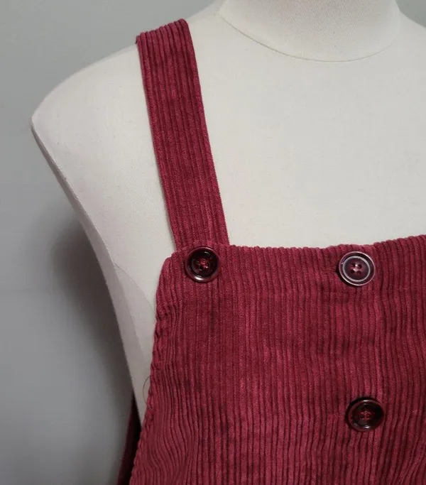 Asos En Creme burgundy corduroy pinafore dress size medium - Image 3