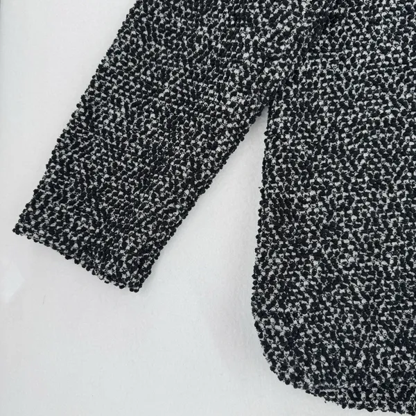 Calvin Klein Women XL Textured Boucle Hooded Sweater Black White Pullover Cozy - Image 4