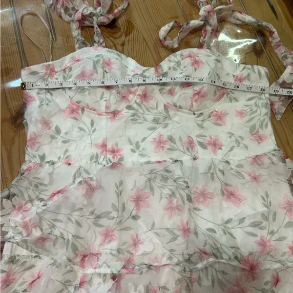 Lulus Endlessly Gorgeous White Floral Burnout Tie-Strap Midi Dress Size XL NWT - Image 10