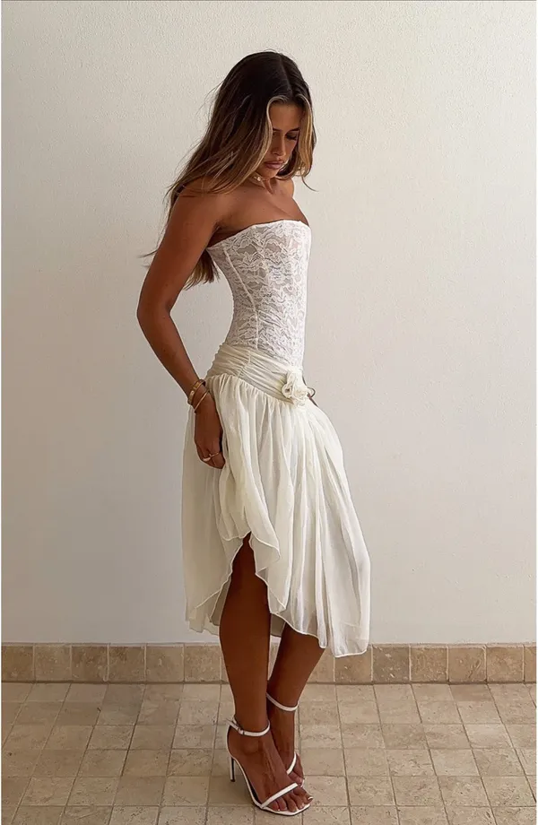 White Fox Forever Love Midi Skirt Off White - Image 2