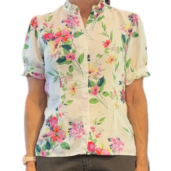Size Small Kut From The Cloth Floral, Button Down, Ruffle Collar - Image 3