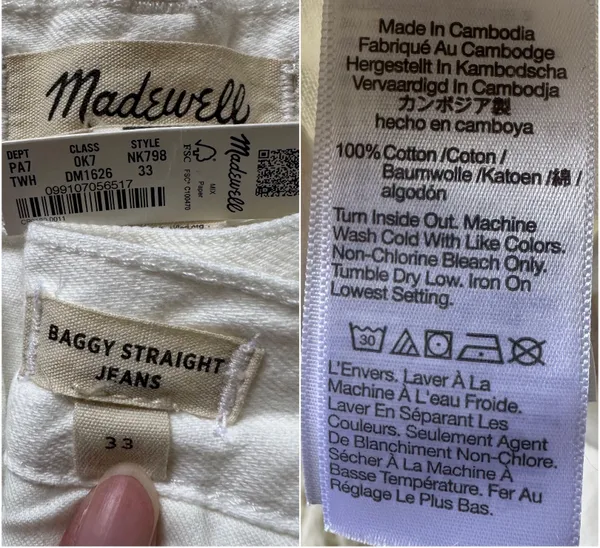 Madewell Jeans The Harlow Wide-Leg Baggy Straight in Tile White 33 NWT New - Image 9