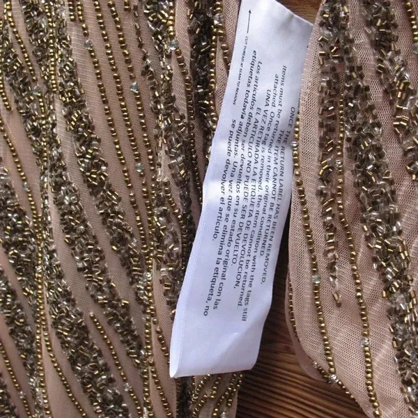 Mac Duggal 5240 Womens Long Sleeve Beaded Column Gown Dress Mocha - Image 16