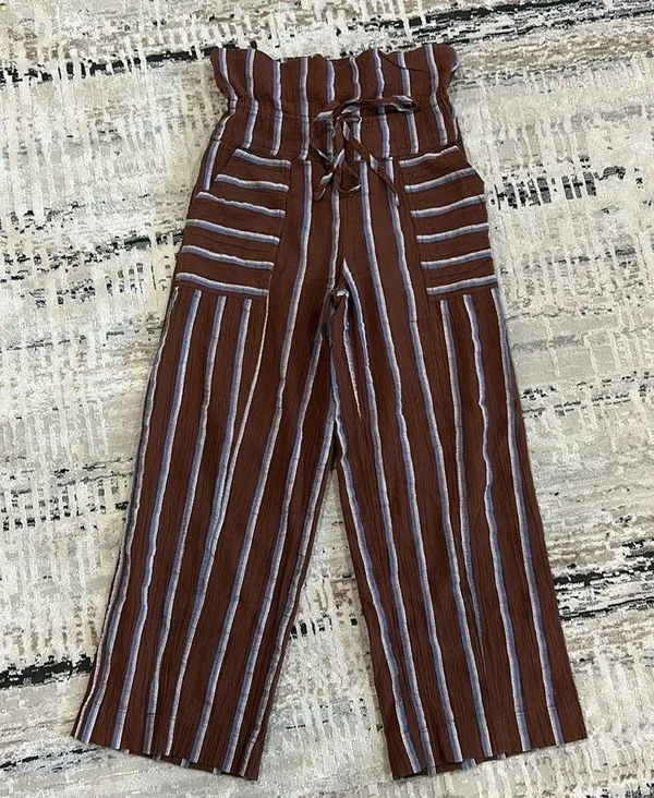 Free People come to play striped wide leg cropped pants - Image 4