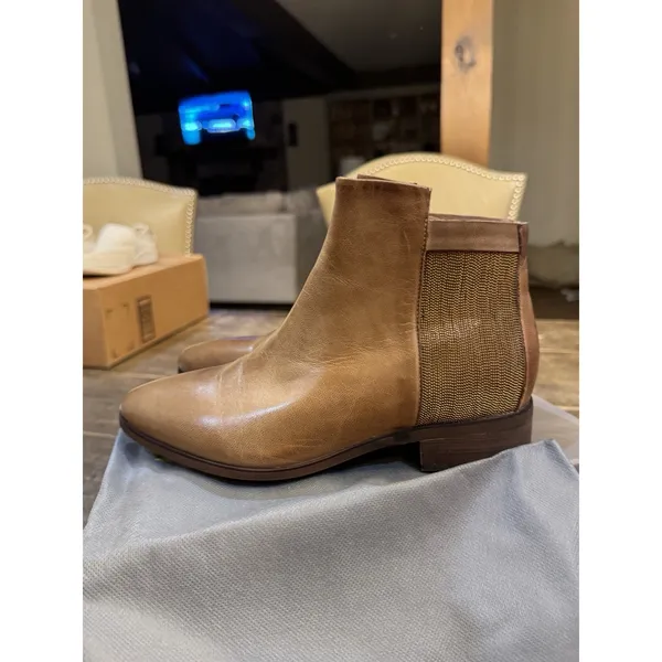 Antelope Carson‎ Bootie Size 37 US 6-7 Taupe Brown Metallic Insert Distressed - Image 4