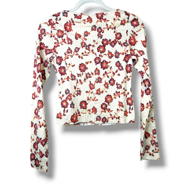 NEW Free People Tilly Tea Combo Ivory Floral Button Cotton Long Sleeve Top XS - Image 7