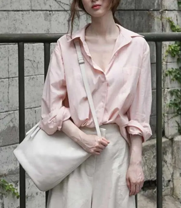 Old Navy pink button down top. Size medium. Super cute and preppy. Womens Button Down Shirt Long Sleeve V-Neck Classic Style Work Office Shirt - Image 3