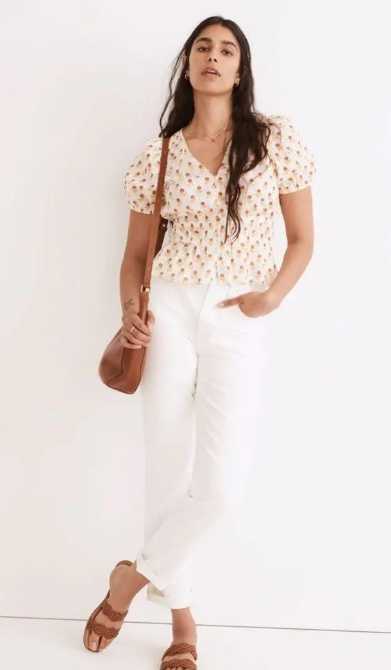 Madewell Sophia short - sleeve Top in wild calendula block print - Image 4