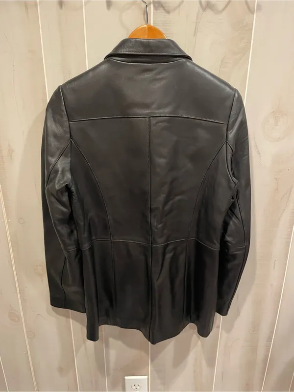 Croft & Barrow Cute cool classic 90s zip front lined buttery black leather jacket pockets - Image 3
