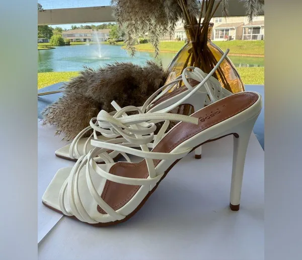 ASOS Elegant White Strappy Women's heels size 7 - Image 3