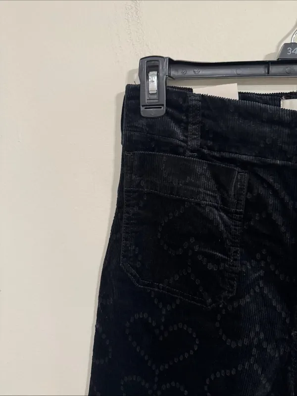 Maeve Anthropologie Colette Charcoal Heart Pattern Wide Leg Corduroy Pants 27T - Image 6