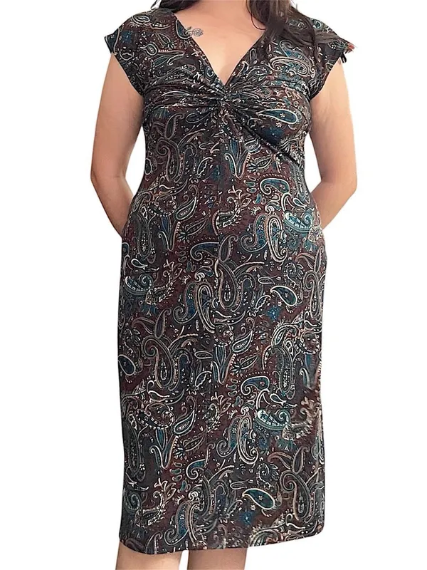Brown & teal paisley dress. - Image 2