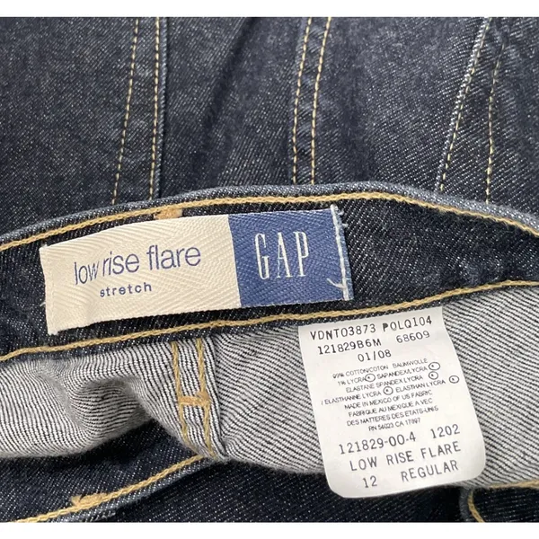 GAP Low Rise Flare Jeans Size 12 Dark Wash Denim Blue Jeans Y2K 2000s Classic - Image 5
