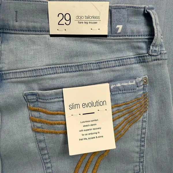 7 For All Mankind Sky Blue Boot Cut Jeans - Image 2