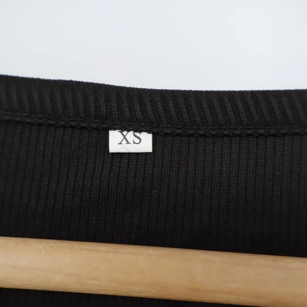 Black Ribbed Long Sleeve Crop Top Square Neck Slim Fit XS - Image 2