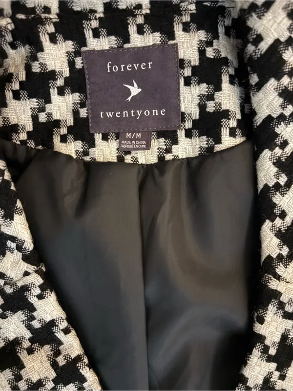 Forever 21 Black & White Houndstooth Peacoat - Image 2