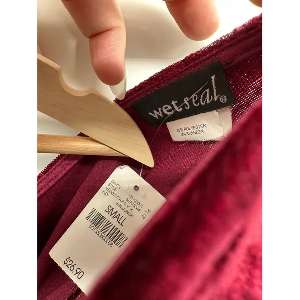 Wet Seal Womens Red Velvet Mini Dress Size S Mini Vampire Witchy Grunge NWT‎ - Image 6