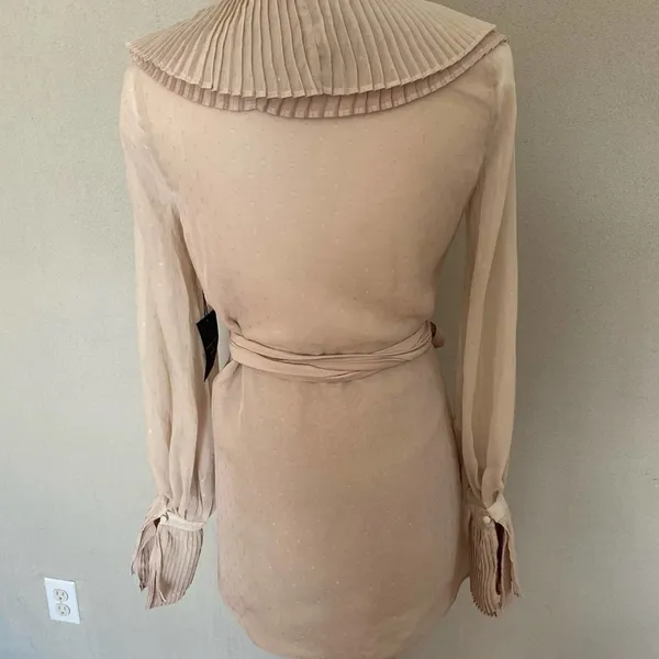 NWT Chrissy Teigen x Revolve Sands Ruffle Mini Wrap Dress, Blush/Ivory XS - Image 8