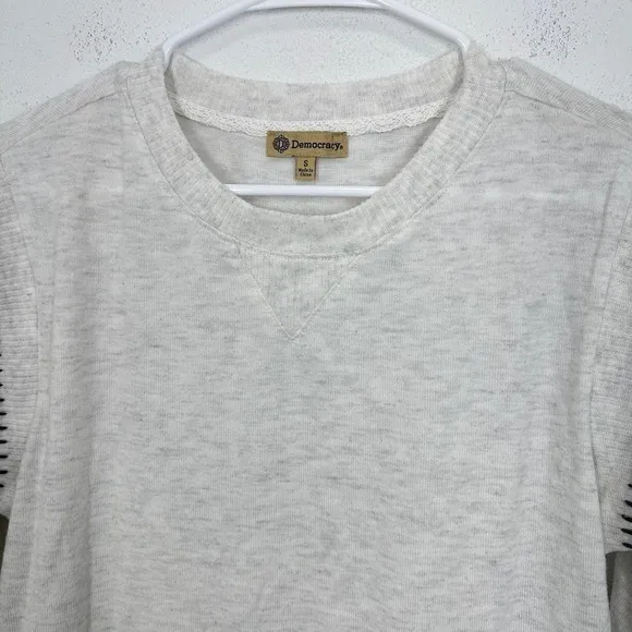 Democracy Womens Sweatshirt‎ Cream Stitch Detail Pullover Top Size S NWT Soft - Image 4