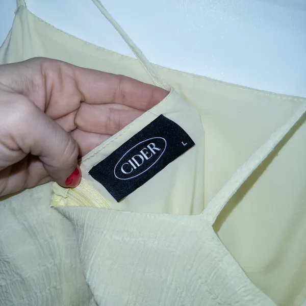 New Cider Pale Yellow Spaghetti Strap Midaxi Dress Size Large - Image 8