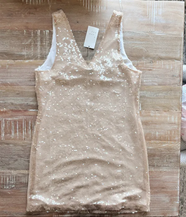 sequin mini dress Tan - Image 3