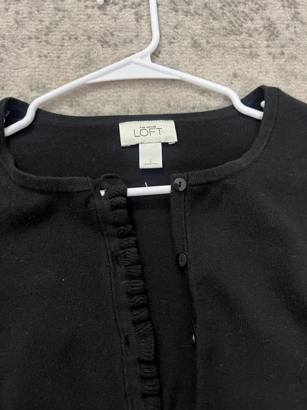 Loft Black  Frill-Trim Cardigan - Image 2