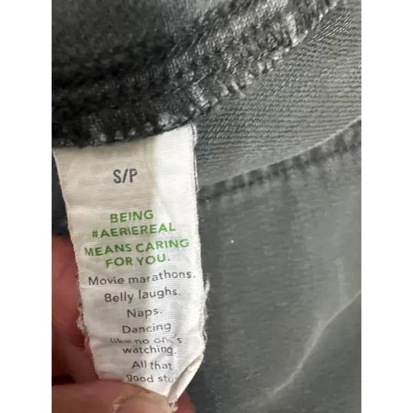 Aerie Womens Wide Leg Overalls Charcoal Gray Raw Hem Denim Size‎ Small - Image 8