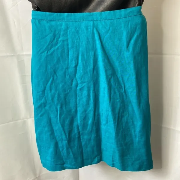 Zara Women’s Teal Linen Ruffle Midi Skirt Size Small - Image 9